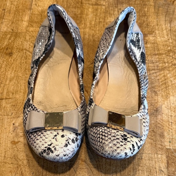 Cole Haan Snakeskin Print Flats with Bow - Picture 1 of 4